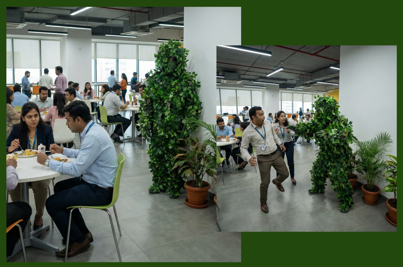 Bushman pulling a prank on unsuspecting employees