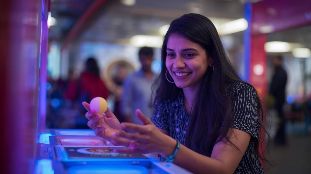 Employee having fun on their corporate day out An employee ennjoying their activity