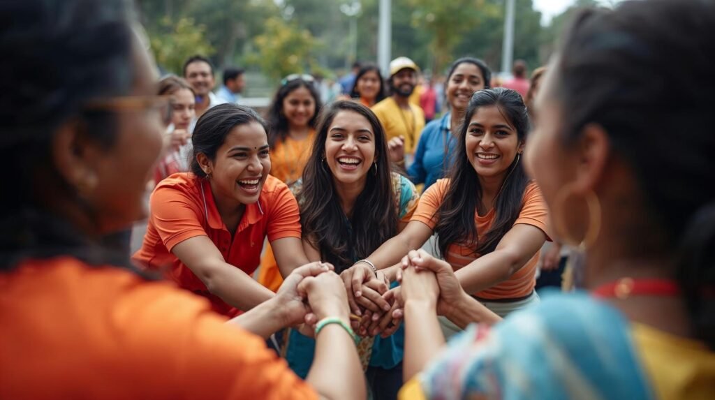 Employees enjoying their day out